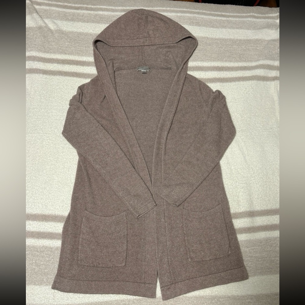 Barefoot Dreams Cozy Chic Lite Hooded Cardigan- Medium, Sand